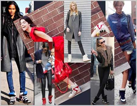 Wat is de naam van de sneakers op het platform, waar moderne vrouwen van de mode de voorkeur aan geven?
