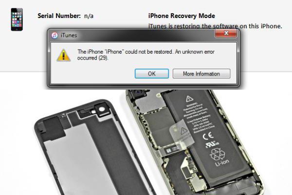 Fout 29 bij het herstellen van de iPhone 4s